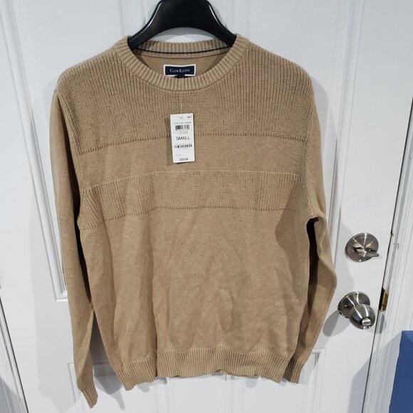 Club Room Textured Cotton Crewneck Sweater Tan NWT - Picture 5 of 11